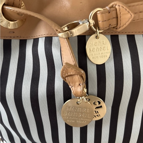 Henri Bendel Black and Tan Striped Tote includes dust bag and original receipt - Picture 8 of 9